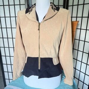 Betsy Lauren 6P Blazer Tan And Black Women's